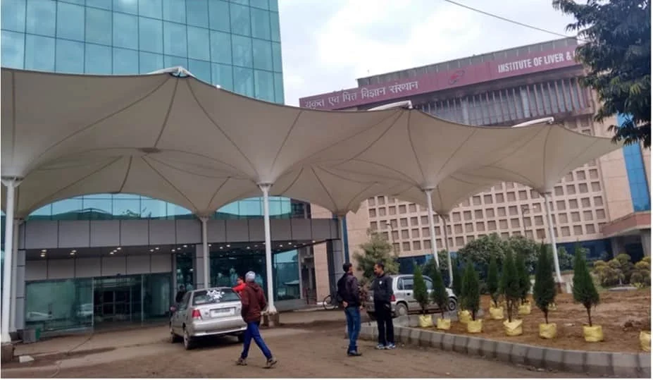 ILBS Hospital, Basant Kunj entrance tensile canopy - 2250 Sqmt